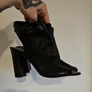 Coach Black Peep-Toe Block Heels